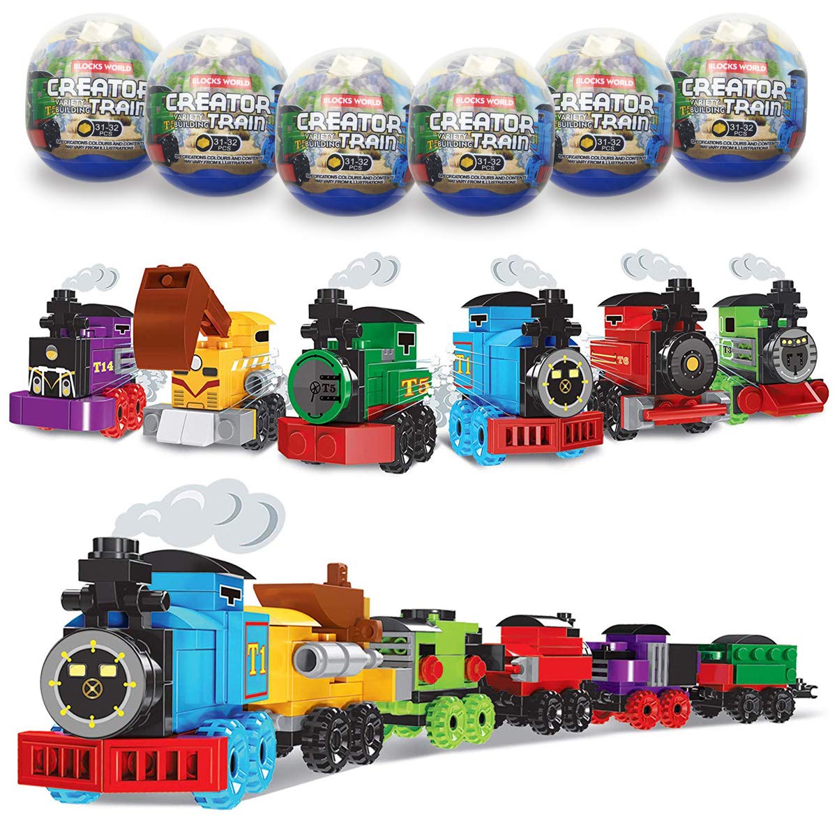 Anditoy Easter eggs reveal train-building blocks inside for creative play