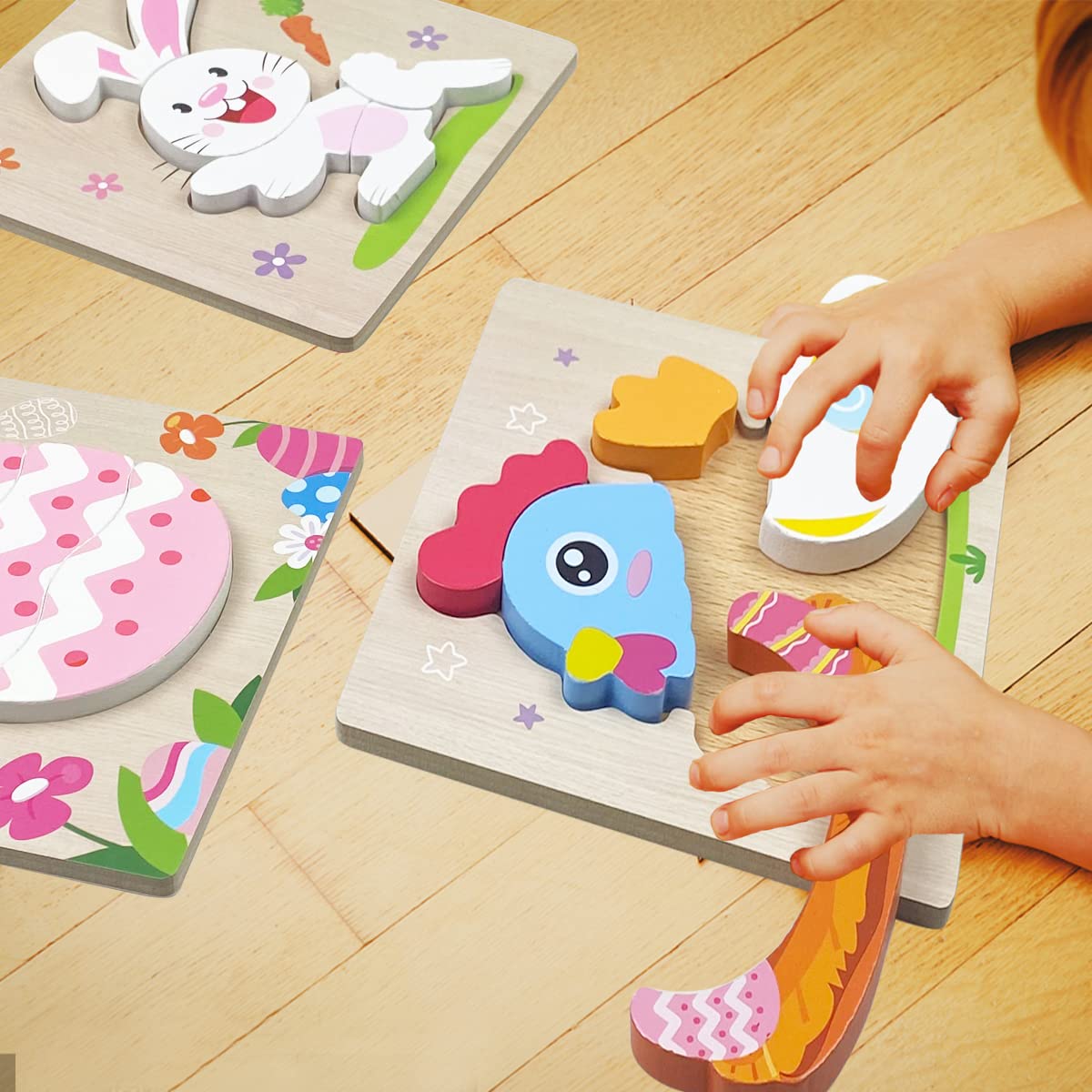 Anditoy Easter puzzle bunny image promotes fine motor skills through simple matching.