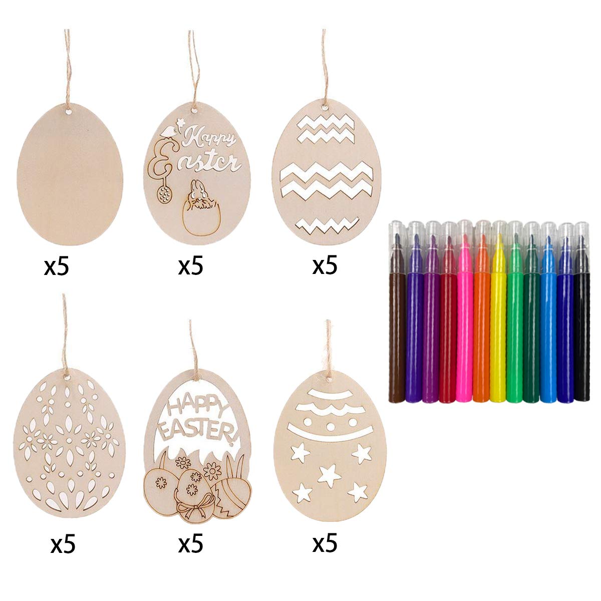 Anditoy unfinished wood slices in egg shapes for kids' crafts
