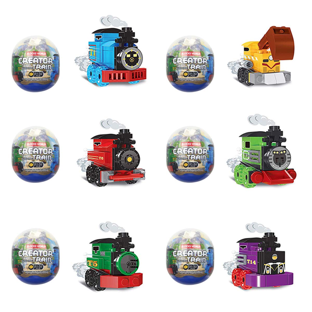 Anditoy train carriages in the process of being assembled for kids