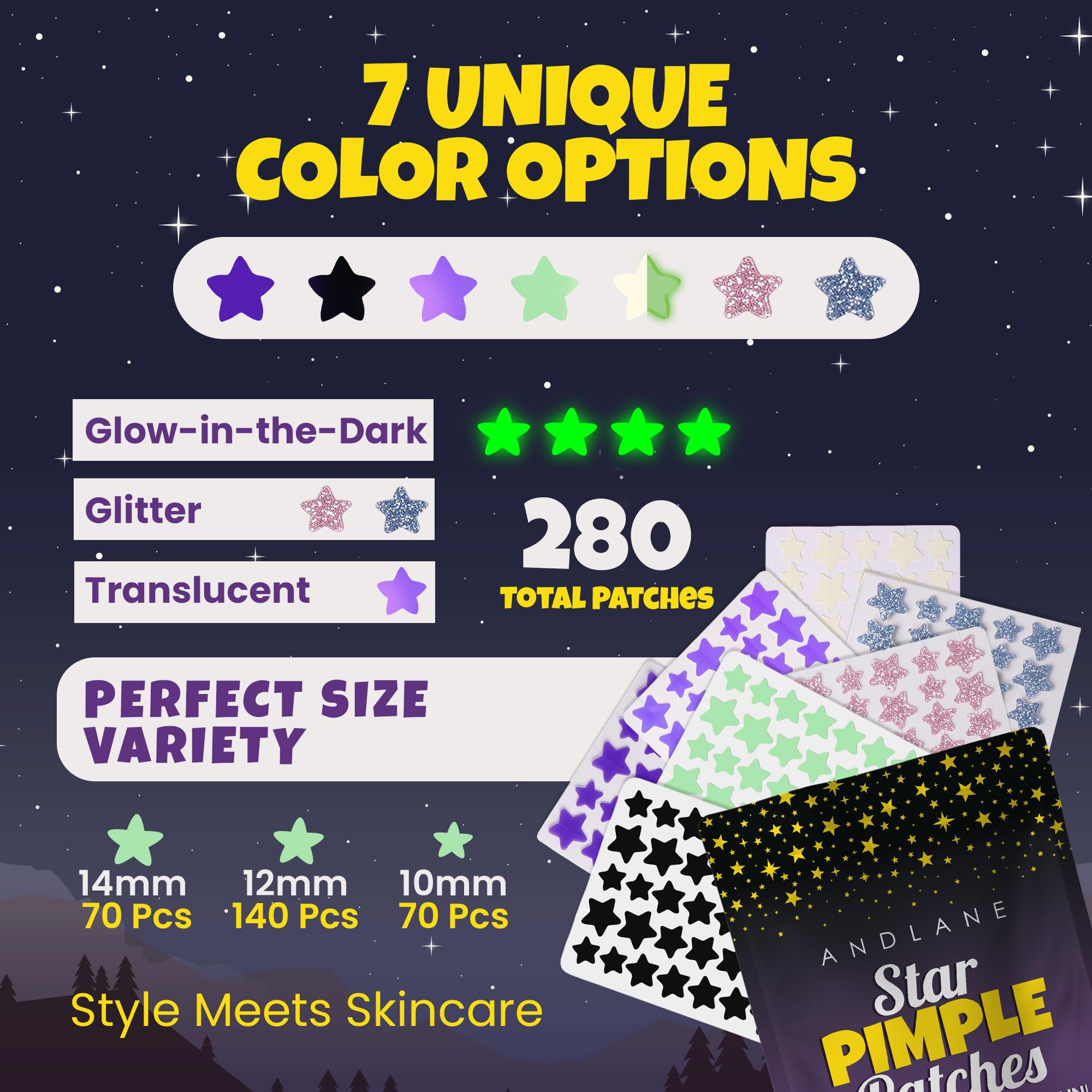 Andlane Star Patches regular blue 12mm for daytime coverage and breathable adhesion.