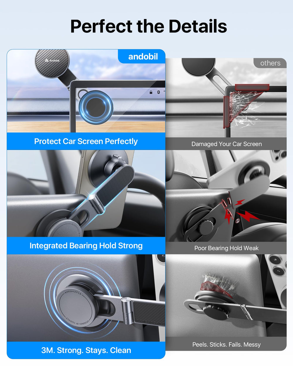 andobil aluminum telescopic arm for stable hold on rough roads