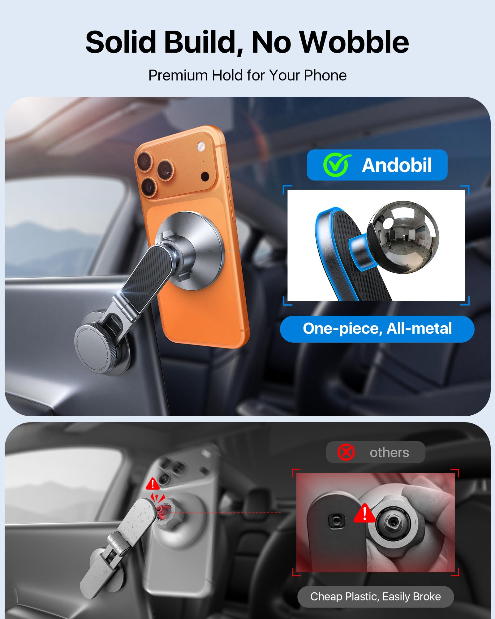 andobil aviation-grade materials for durable car mount