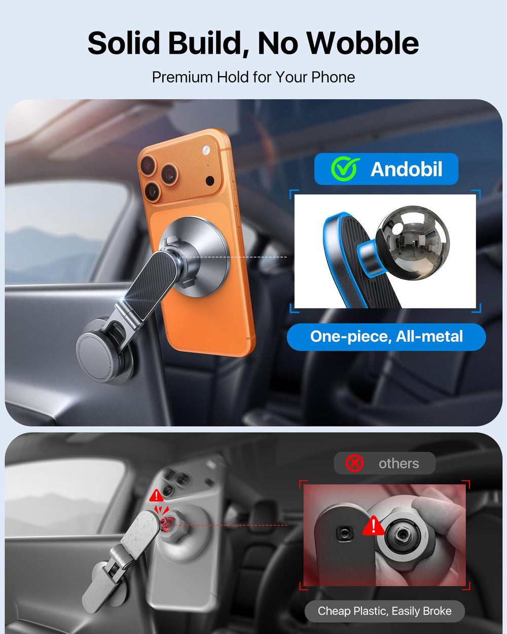 andobil aviation-grade materials for durable car mount