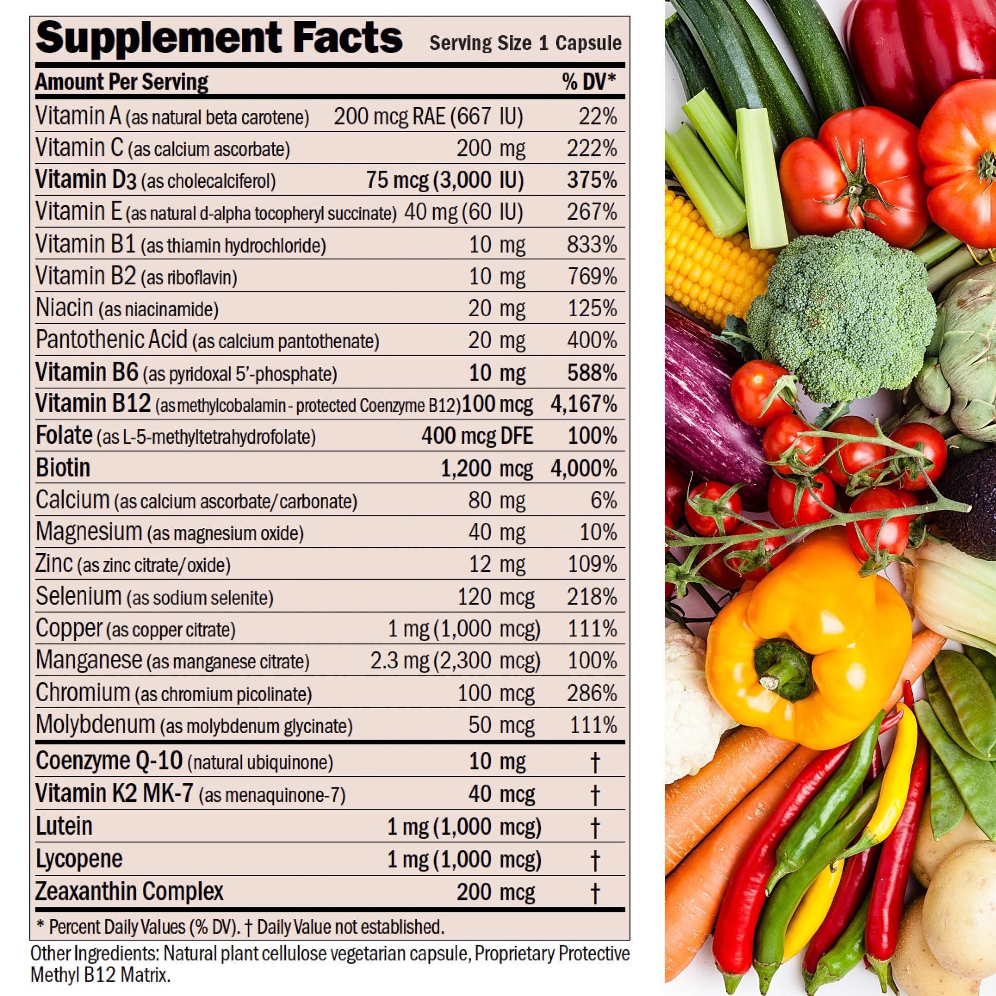 Andrew Lessman NuOnce Max label close-up highlighting nutrients and potency