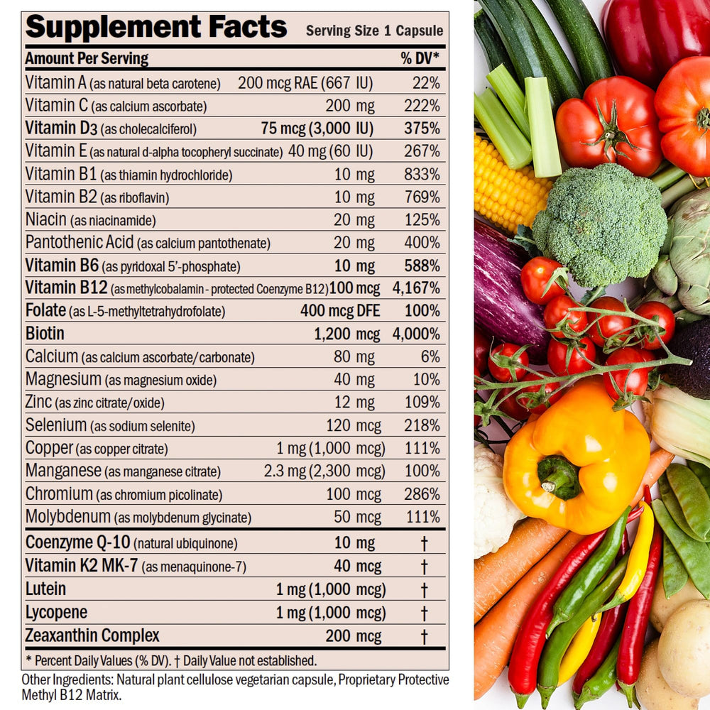 Andrew Lessman NuOnce Max label close-up highlighting nutrients and potency