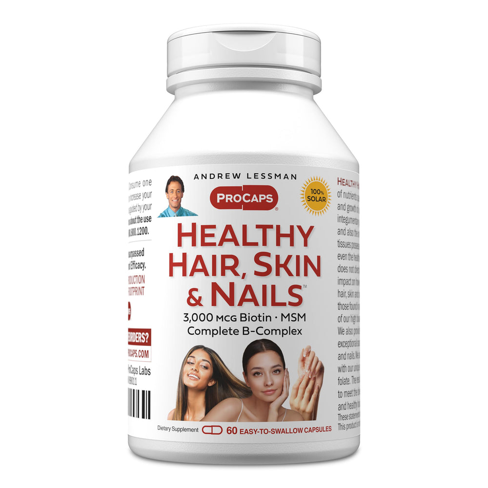 Andrew Lessman Healthy Hair, Skin & Nails bottle—premium formula for daily beauty support.
