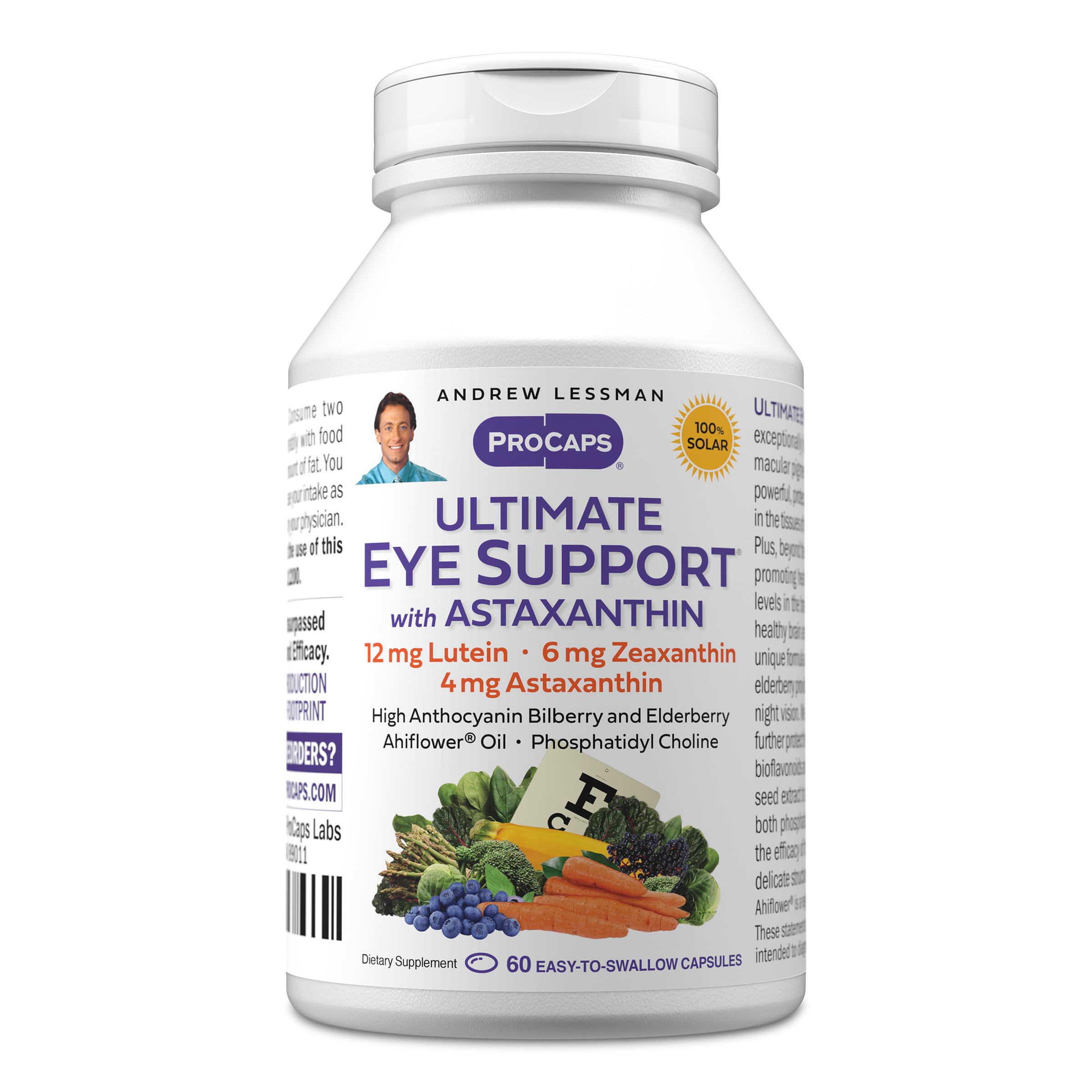 Andrew Lessman Ultimate Eye Support bottle side view for daily eye comfort.