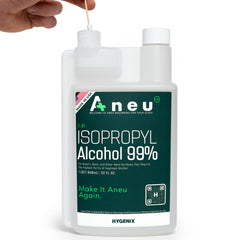 Aneu 32oz bottle of 99% isopropyl alcohol for high-purity cleaning.