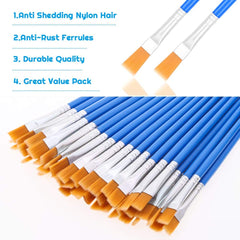 Anezus nylon flat-top brush delivers smooth acrylic and watercolor strokes.