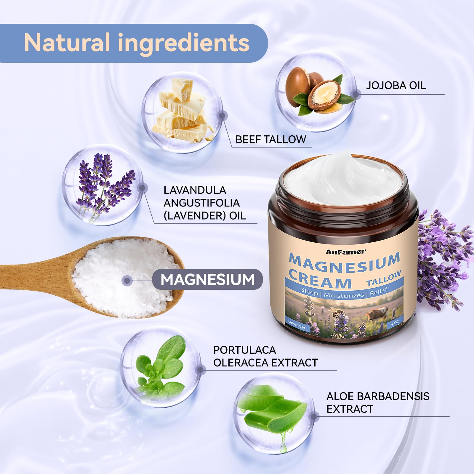 AnFamer arnica magnesium cream jar with natural ingredients close up