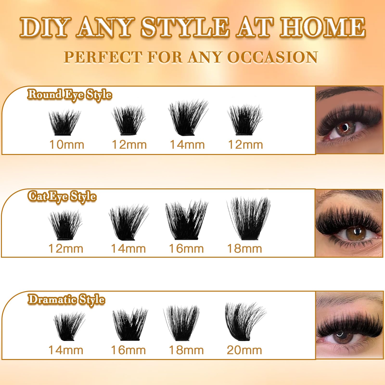 Anforlin lash clusters mixed lengths 10-20mm for versatile looks.