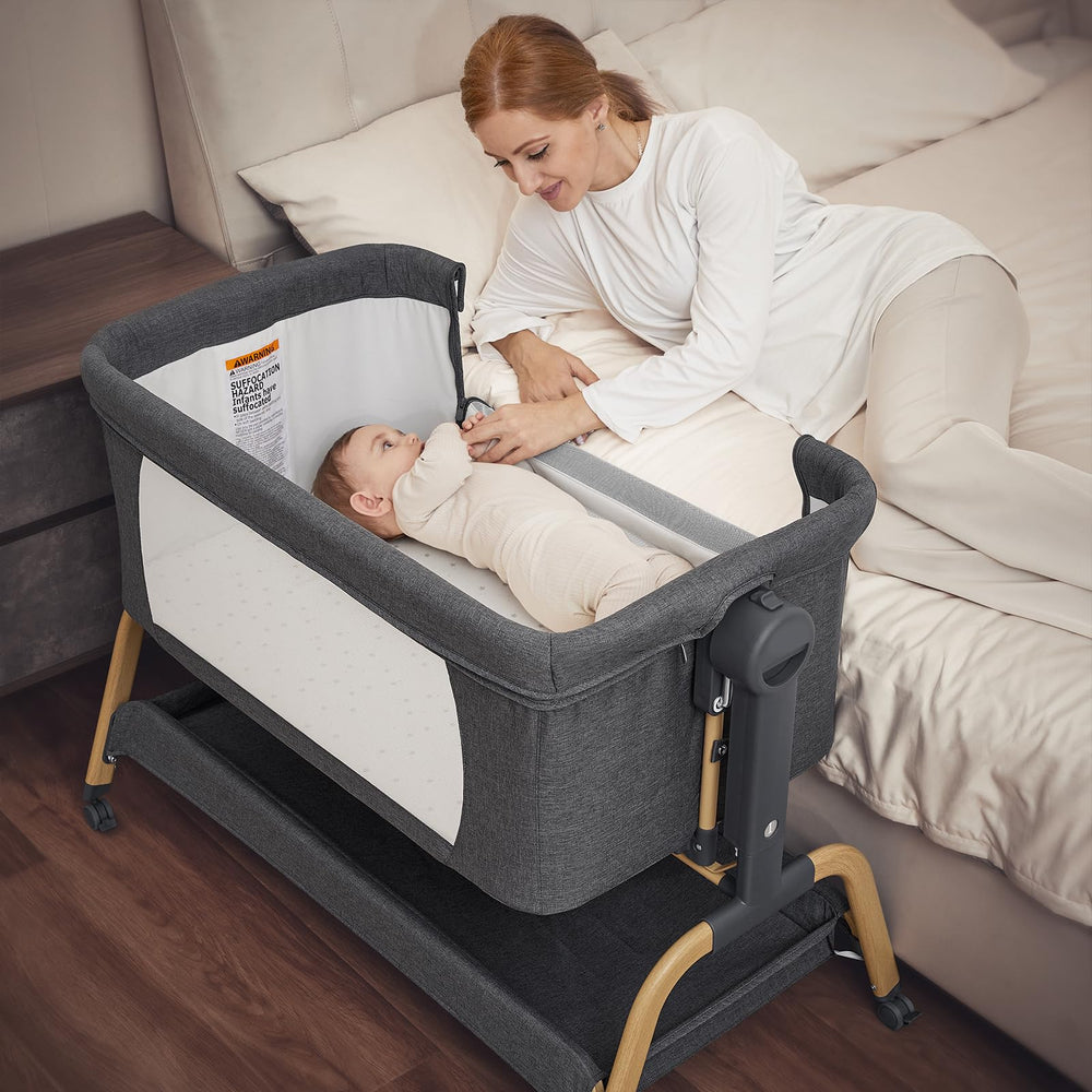 ANGELBLISS bedside sleeper attachment keeps baby within arm's reach at night