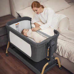 ANGELBLISS bedside sleeper attachment keeps baby within arm's reach at night