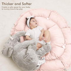 ANGELBLISS reversible tummy time mat pink supports growth with dual sides.