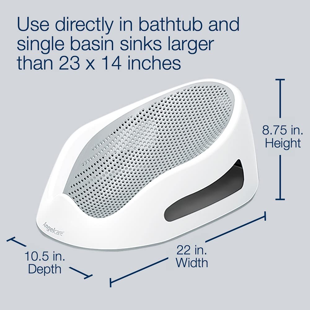 Angelcare Bath Support Aqua side view highlights ergonomic design for comfortable bathing.