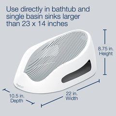 Angelcare Bath Support Aqua side view highlights ergonomic design for comfortable bathing.