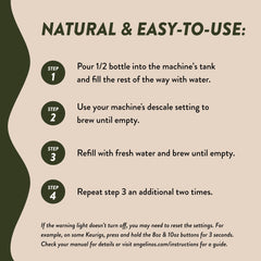 Angelino's Coffee descaling leaves odorless, residue-free brew