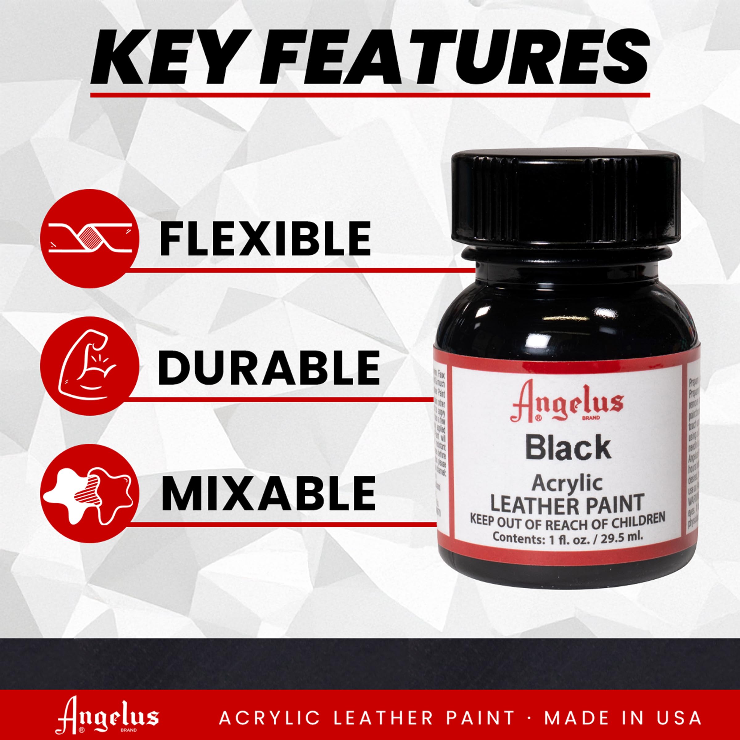 Angelus black 1oz jar close-up showing smooth, even finish.