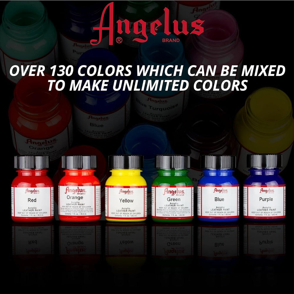 Angelus black acrylic leather paint application on canvas for durable color