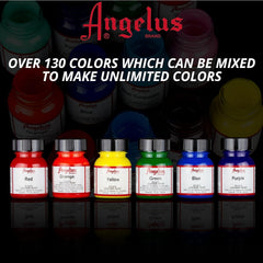 Angelus black acrylic leather paint application on canvas for durable color