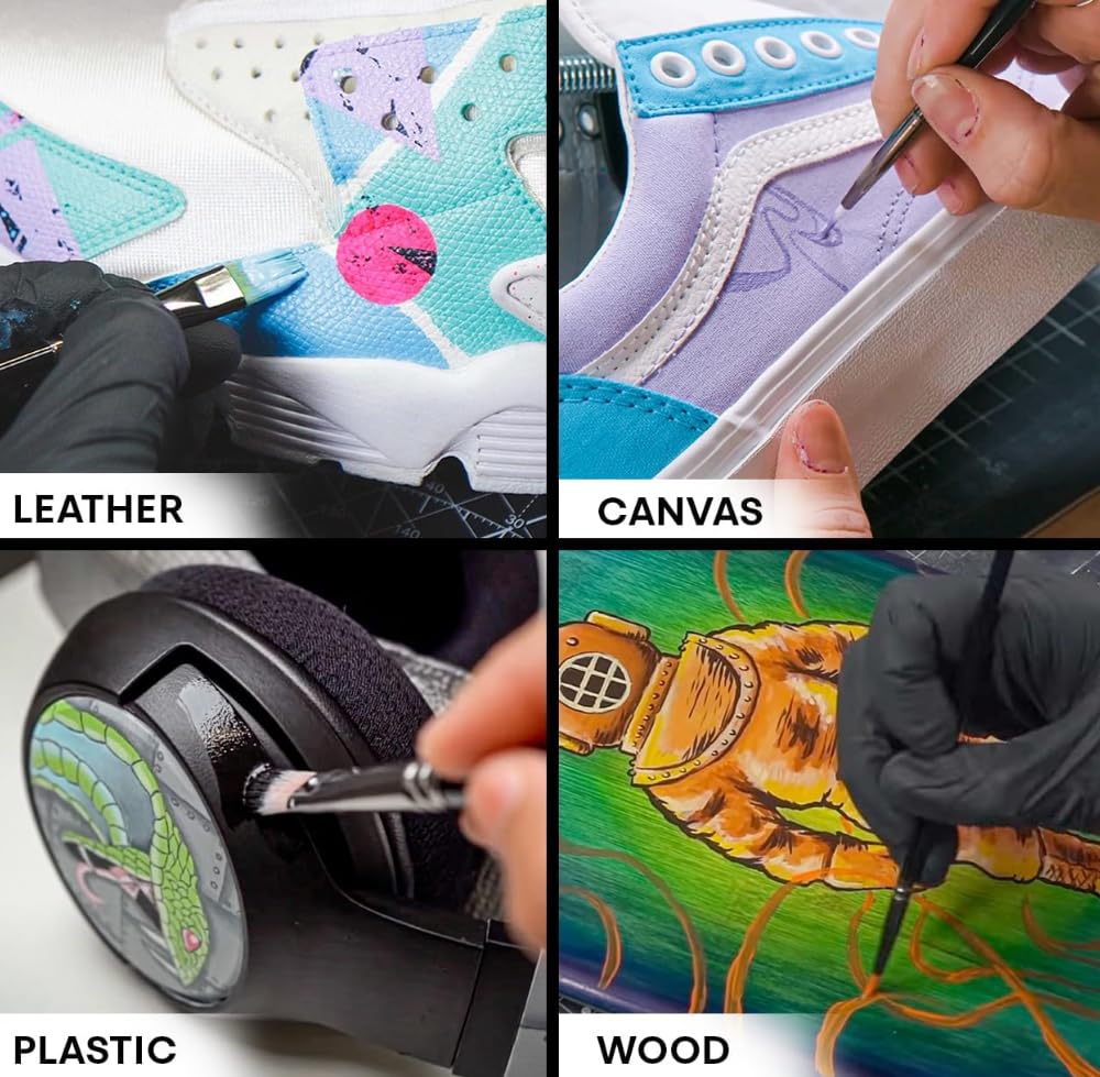 Angelus black acrylic leather paint application on leather for refreshed wear
