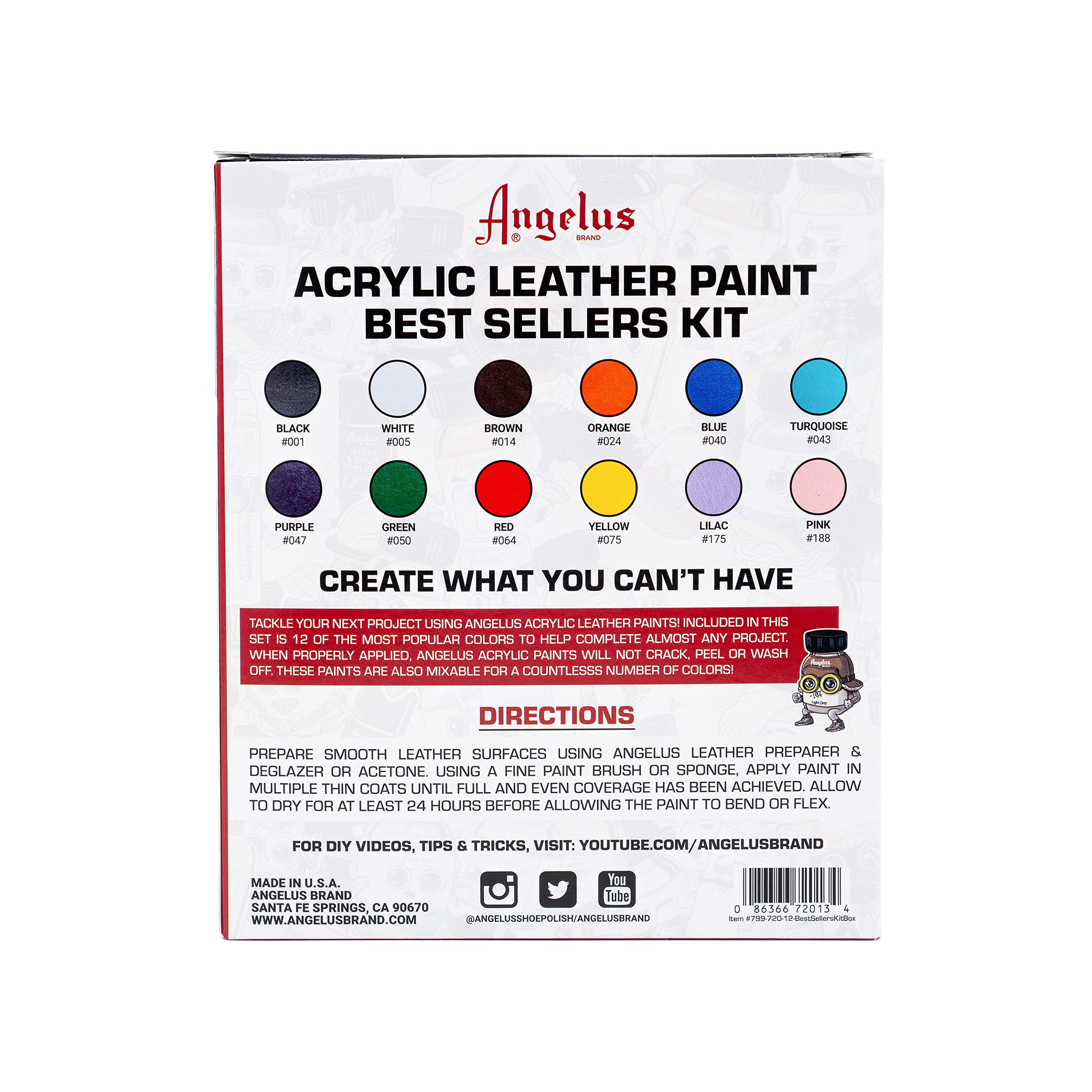 Angelus color-mixing swatches help you choose shades for blends.