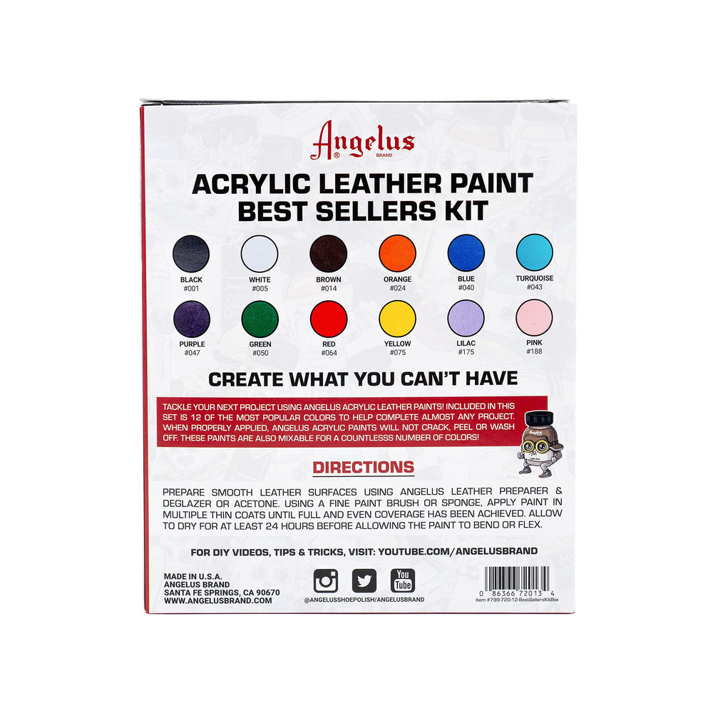 Angelus color-mixing swatches help you choose shades for blends.