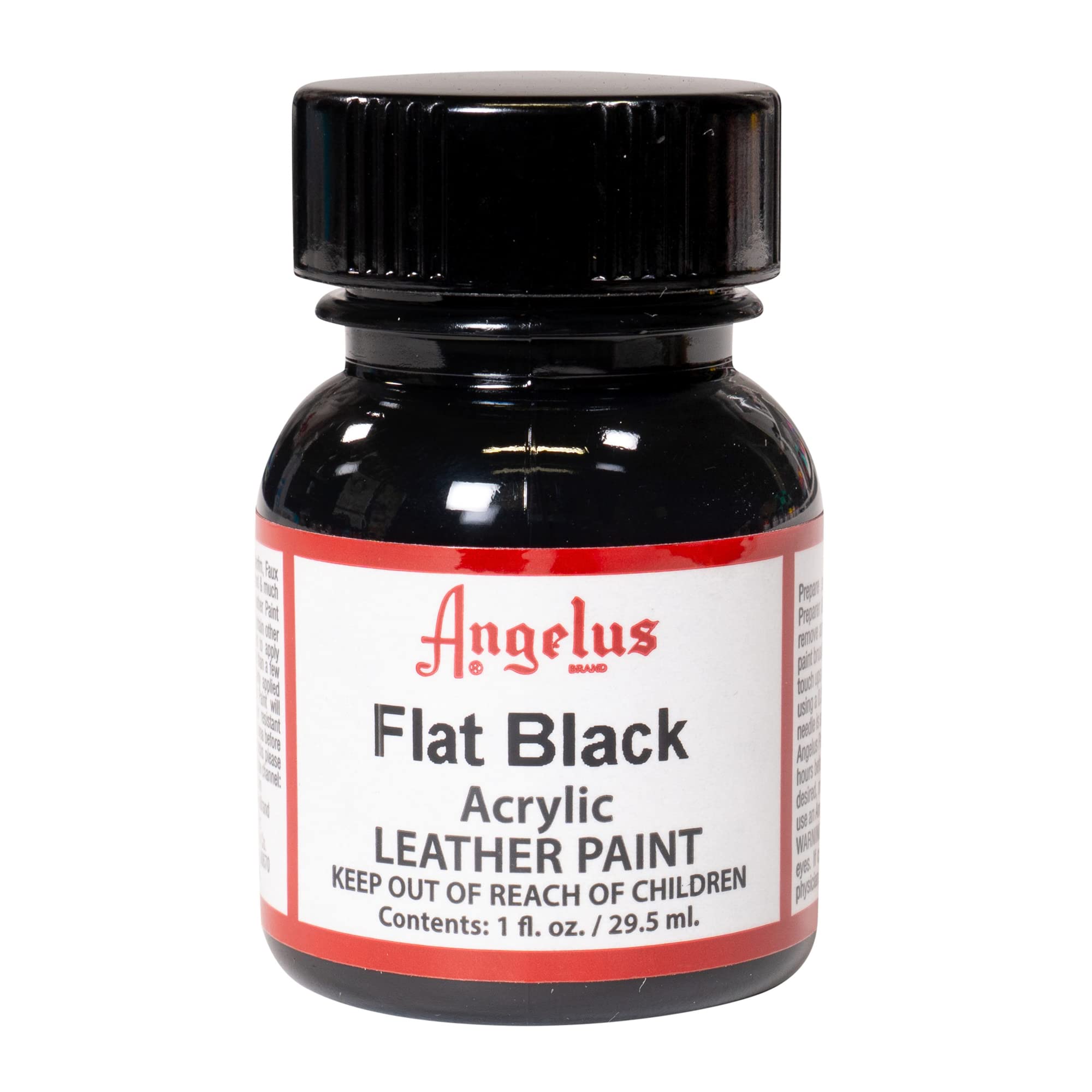 Angelus flat-black acrylic paint bottle for shoes and leather projects
