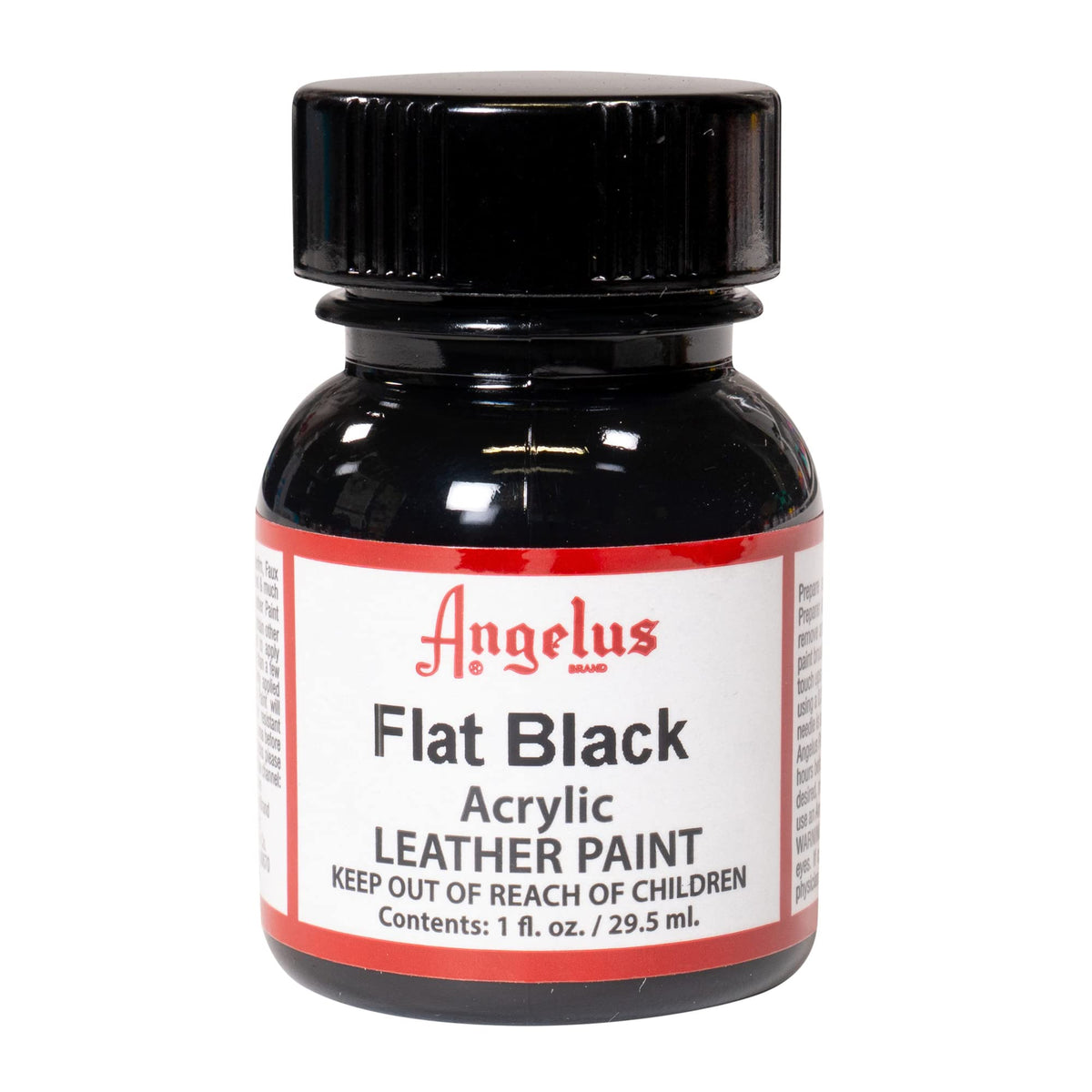 Angelus flat-black acrylic paint bottle for shoes and leather projects