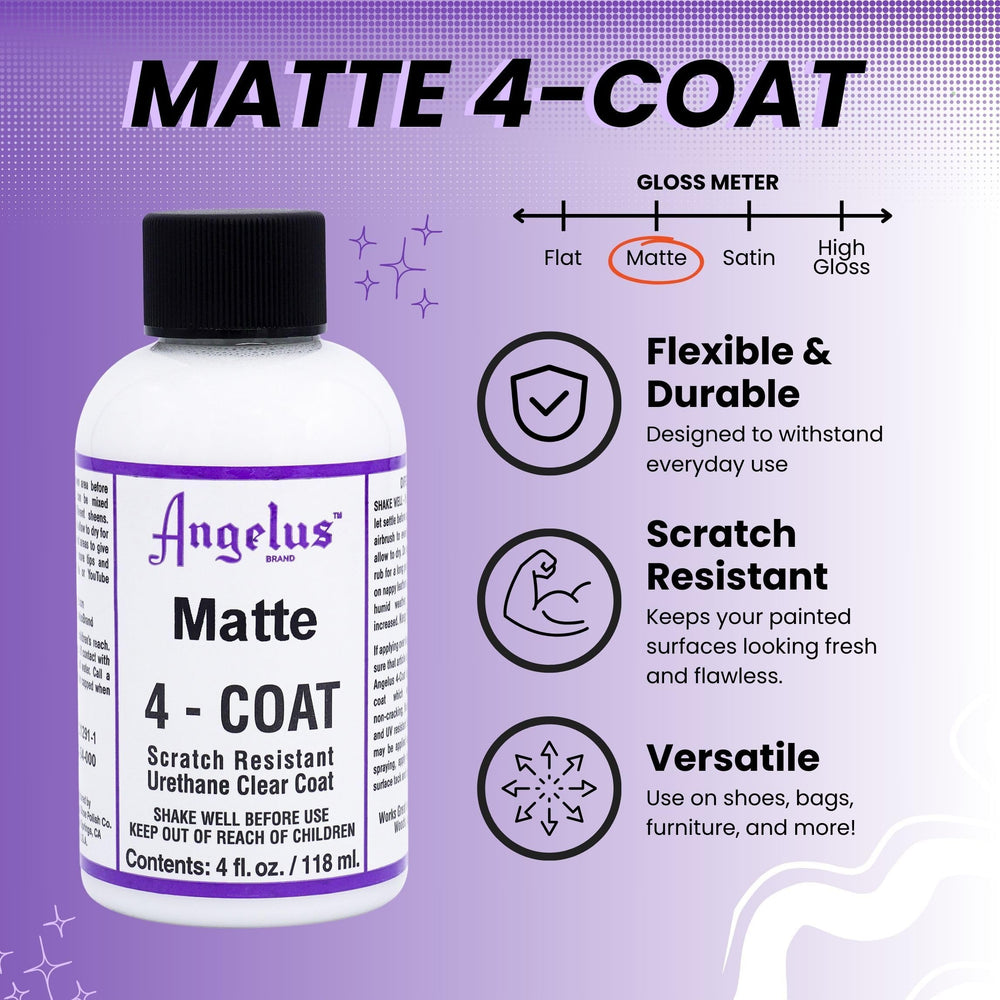 Angelus Matte 4-Coat sealer on a leather bag showing durable protection for daily use.