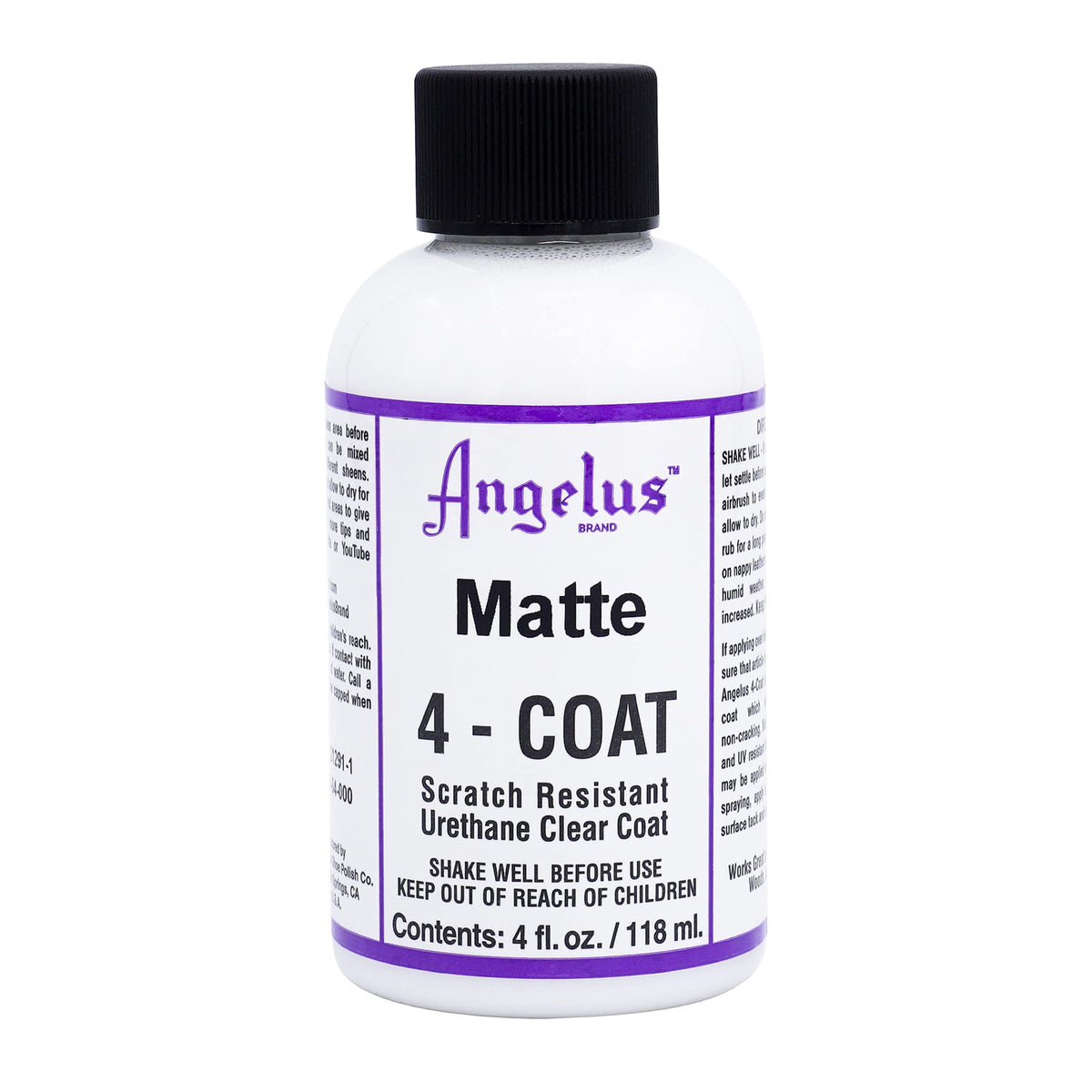 Angelus Matte 4-Coat sealer on leather shoes delivers scratch resistance with a subtle matte finish.