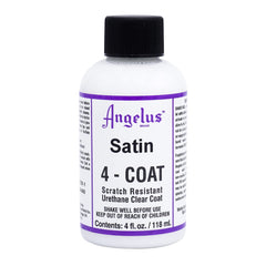 Angelus Satin 4-Coat bottle front showing protective satin finish for leather