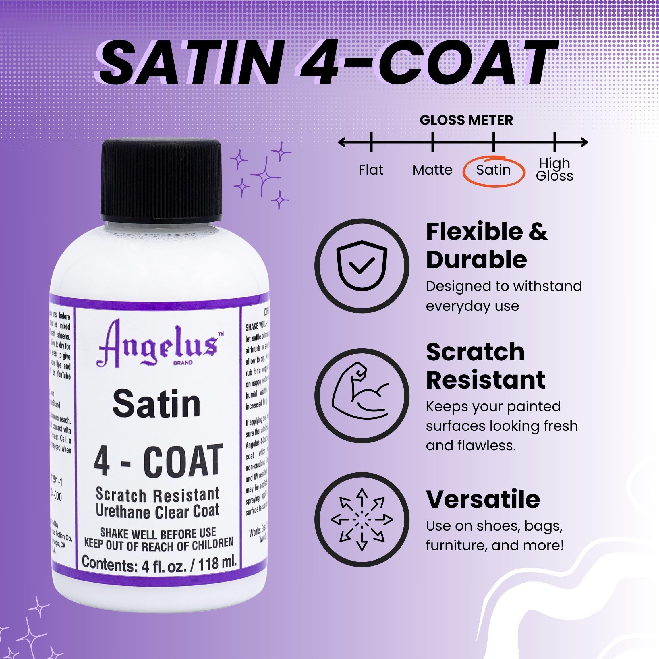 Angelus Satin 4-Coat bottle pour demonstrates easy application on leather