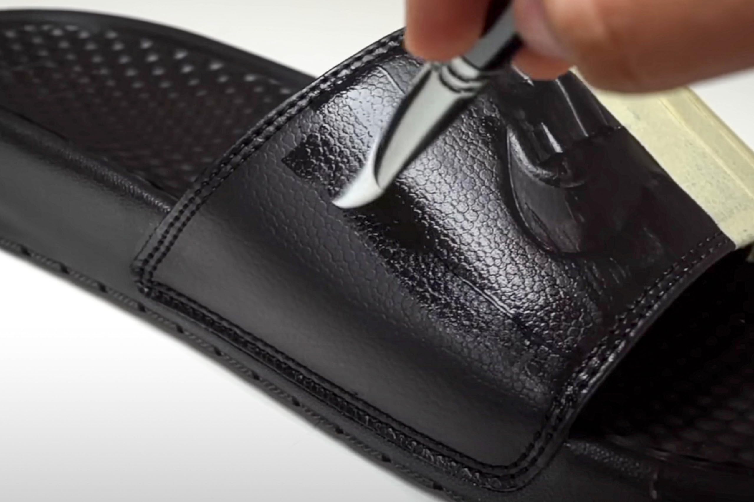 Angelus Satin 4-Coat finish on leather delivers a subtle satin sheen
