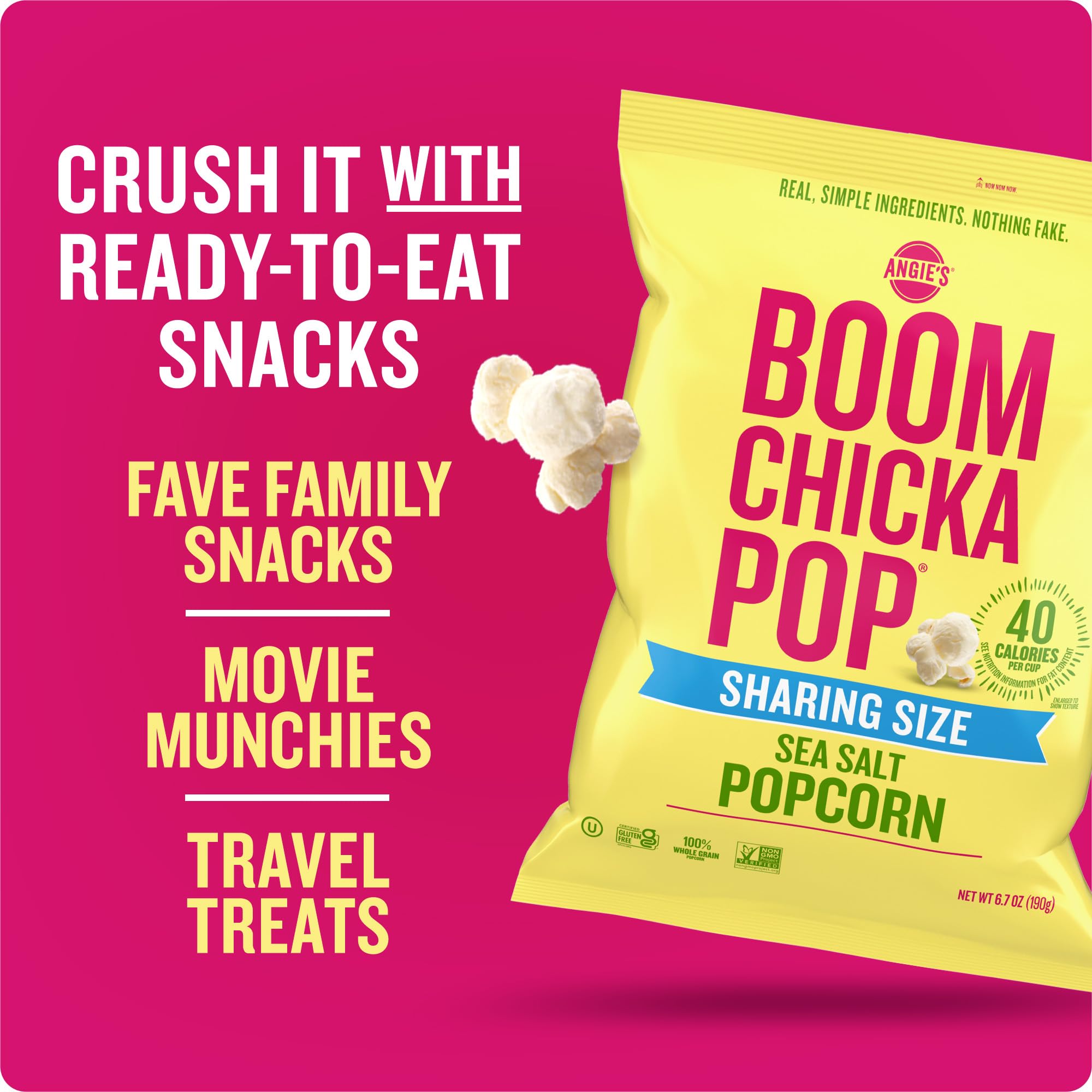 Angie's popcorn shown as a movie-night snack setup.