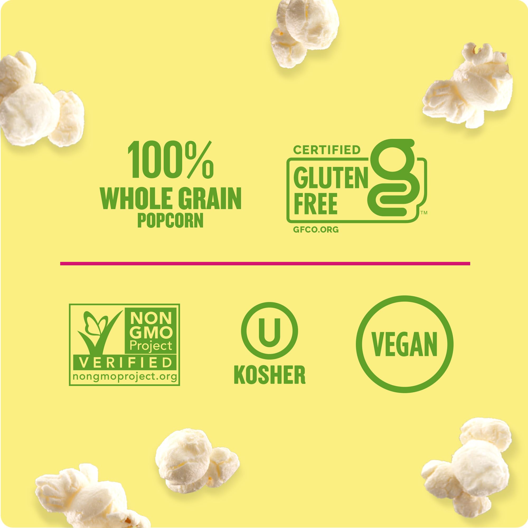 Angie's gluten-free popcorn with Non-GMO Project Verified badge visible.