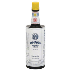 Angostura Aromatic Bitters bottle enhances flavor for cocktails and recipes.