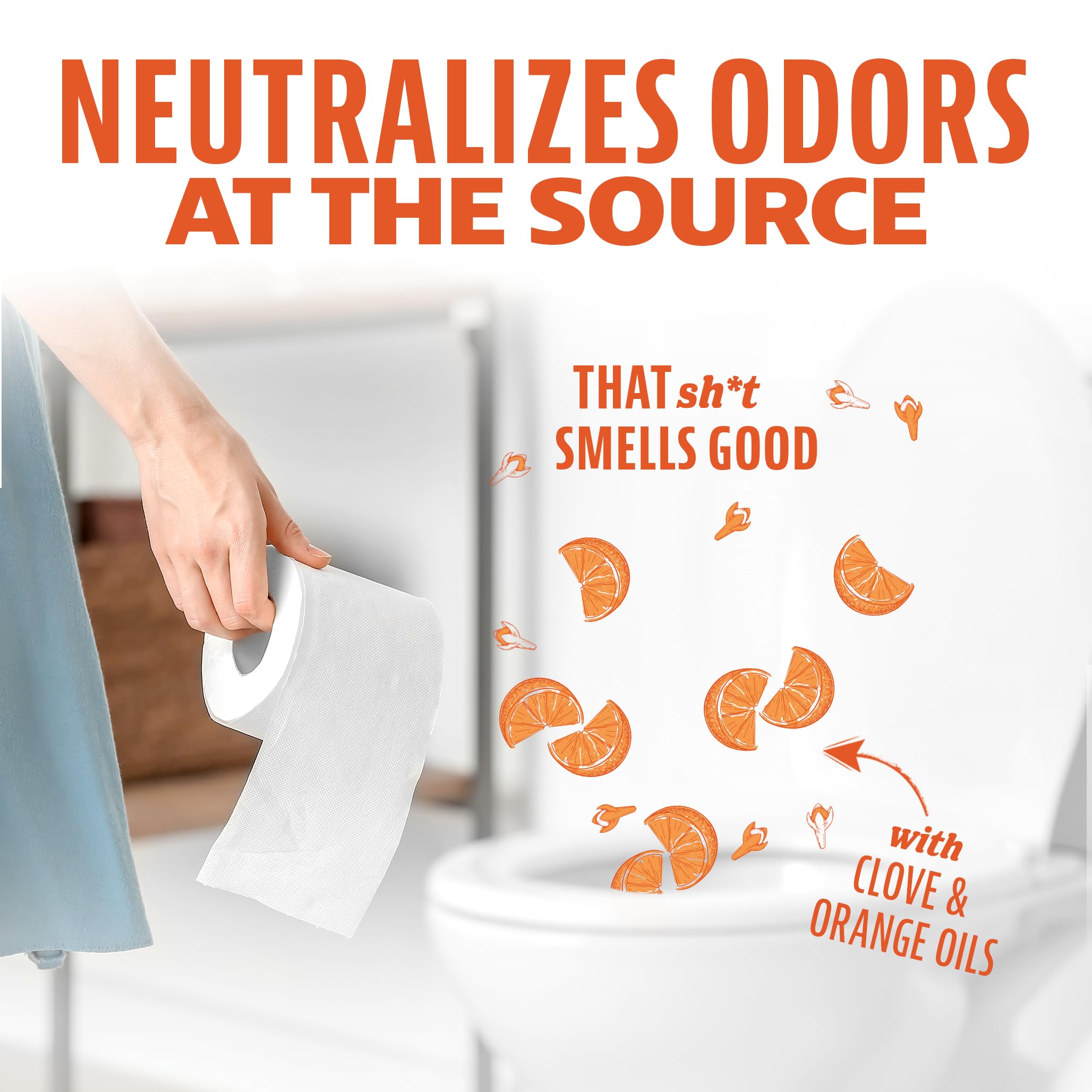 ANGRY ORANGE Toilet Tamer citrus note closeup emphasizing bright zest