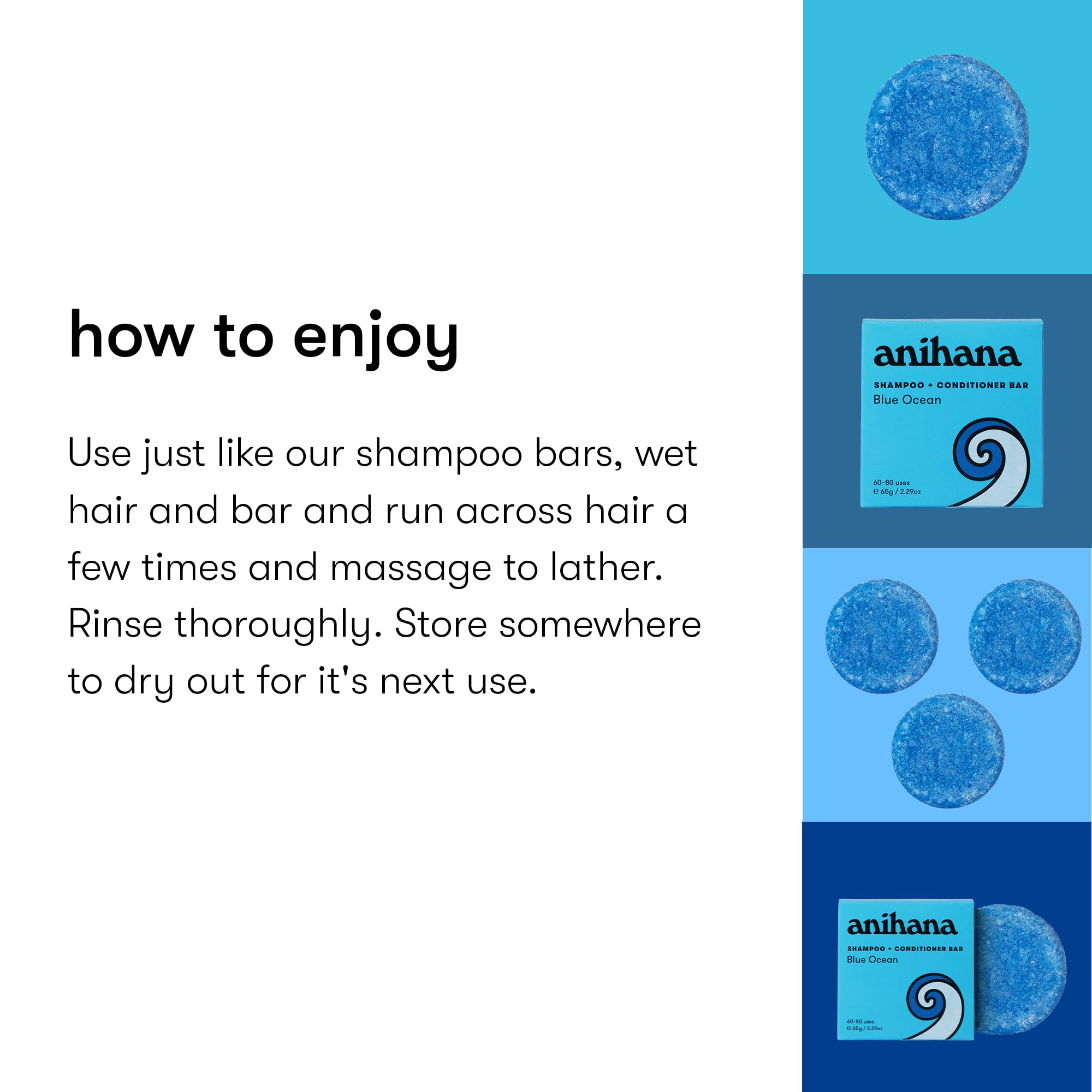 ANIHANA shampoo bar lathering on hair demonstrates lightweight cleansing