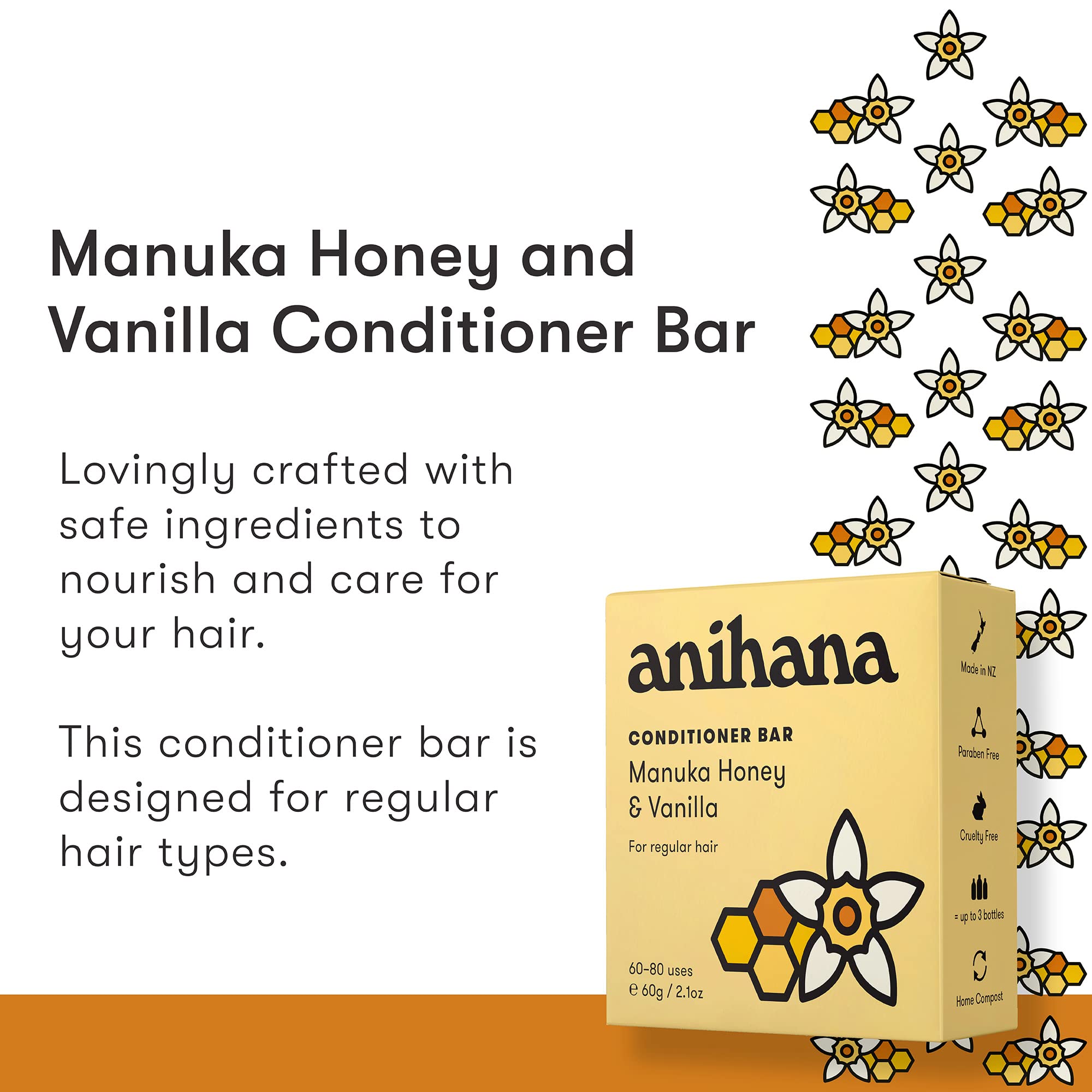 ANIHANA solid conditioner bar shown on hand highlights travel-friendly hair care.