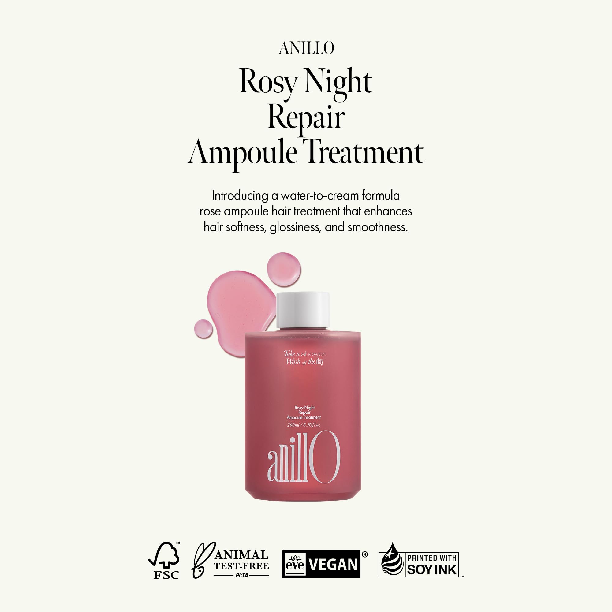 ANILLO Rosy Night Ampoule application close-up for smooth coverage