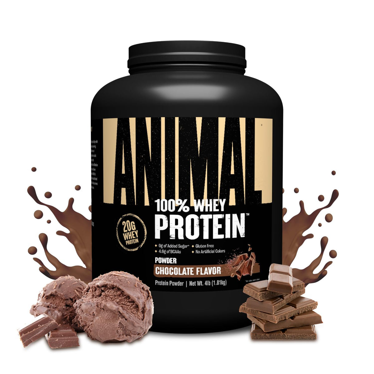 Animal 100% Whey bottle shown, convenient post-workout protein option.