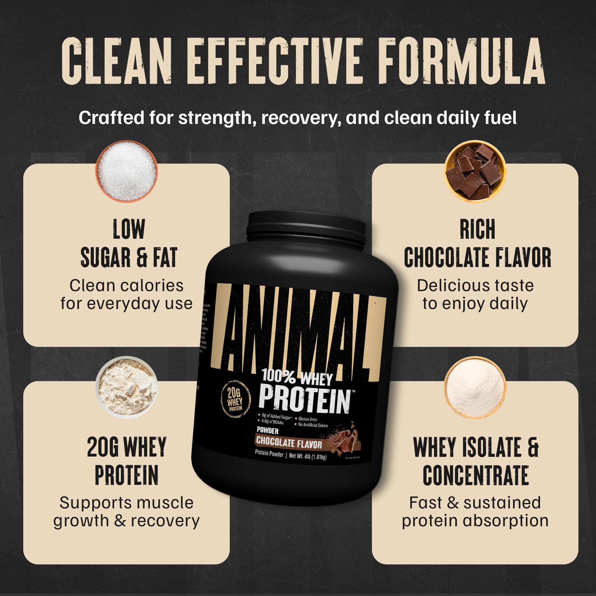 Animal 100% Whey mixed drink in glass, ideal after workouts.
