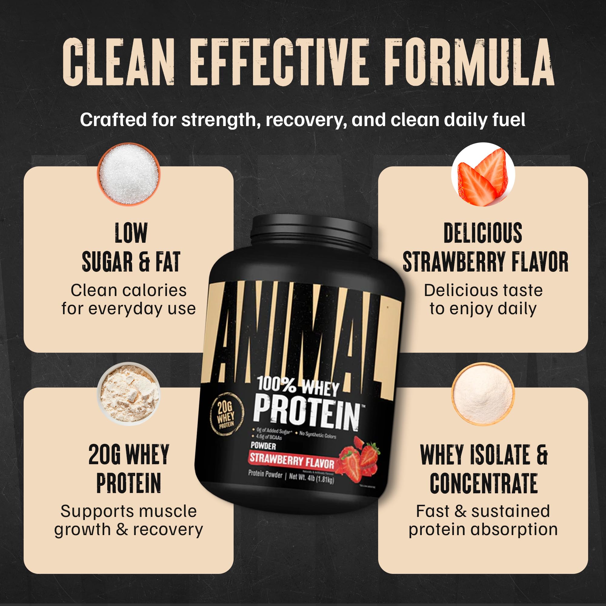 Animal 100% Whey Strawberry protein shake ready after training