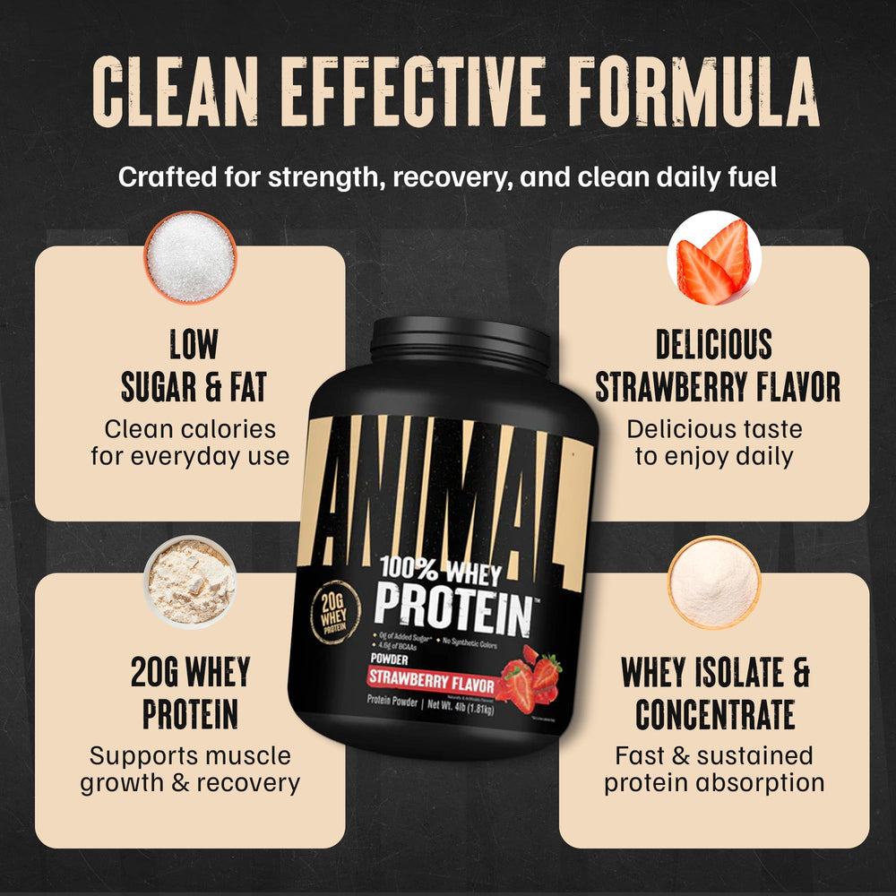 Animal 100% Whey Strawberry protein shake ready after training