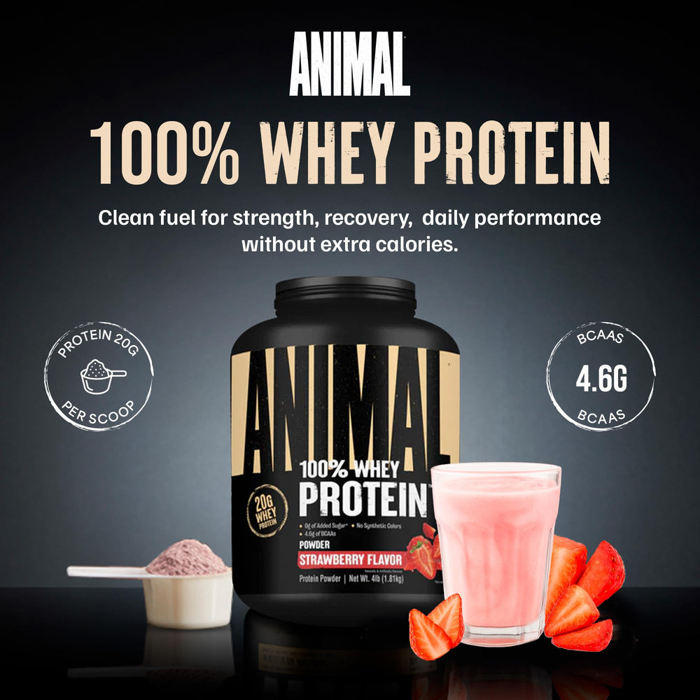 Animal 100% Whey Strawberry shaker bottle for easy mixing