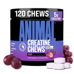 Animal Creatine Chews close-up tablet showing 5g strength support.