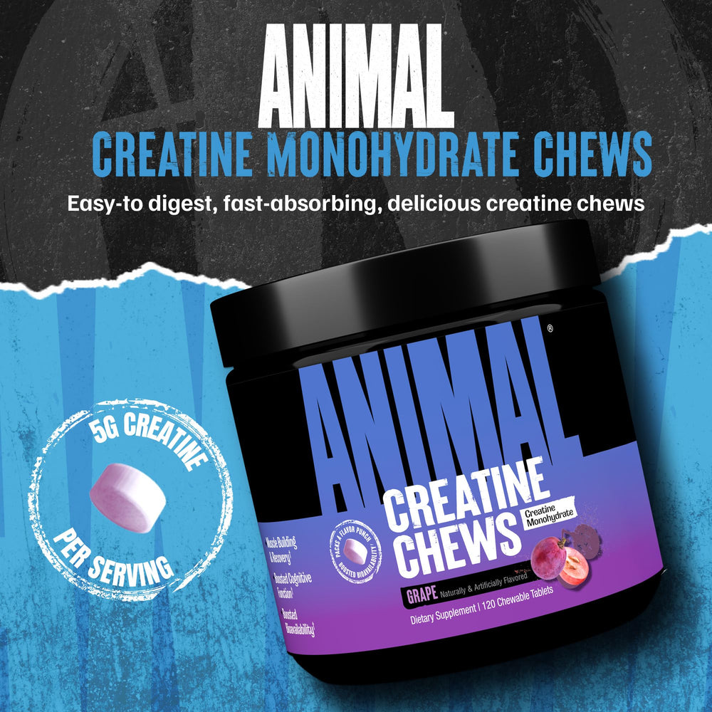 Animal Creatine Chews portable pack for workouts on the go.