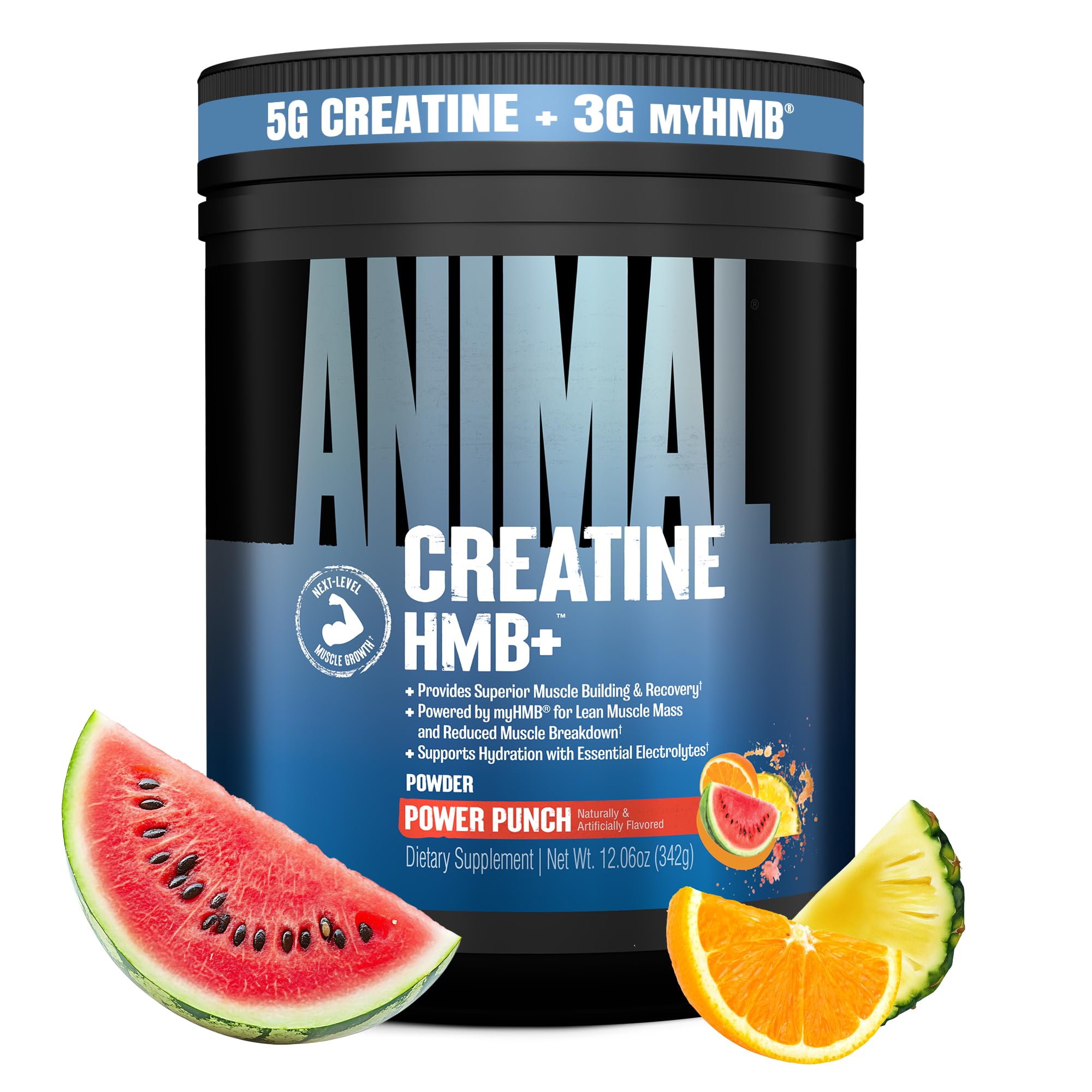 Animal Creatine HMB Powder bottle, Power Punch flavor, daily use